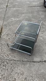 CHROME AND SMOKED GLASS SERVING TROLLEY, Antiek en Kunst, Ophalen of Verzenden