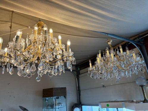 2 kapitale faustig vergulde kroonluchters  swarovski kristal, Huis en Inrichting, Lampen | Kroonluchters, Zo goed als nieuw, Overige materialen