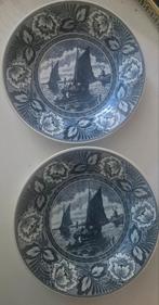 Blauw-Witte Decoratieve Borden met Zeilboten, Ophalen