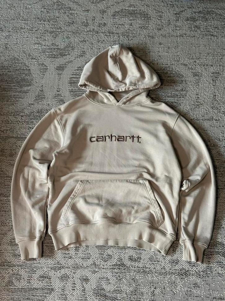 Carhartt WIP Script Hoodie Beige - L, Kleding | Heren, Truien en Vesten, Zo goed als nieuw, Maat 52/54 (L), Beige, Ophalen of Verzenden