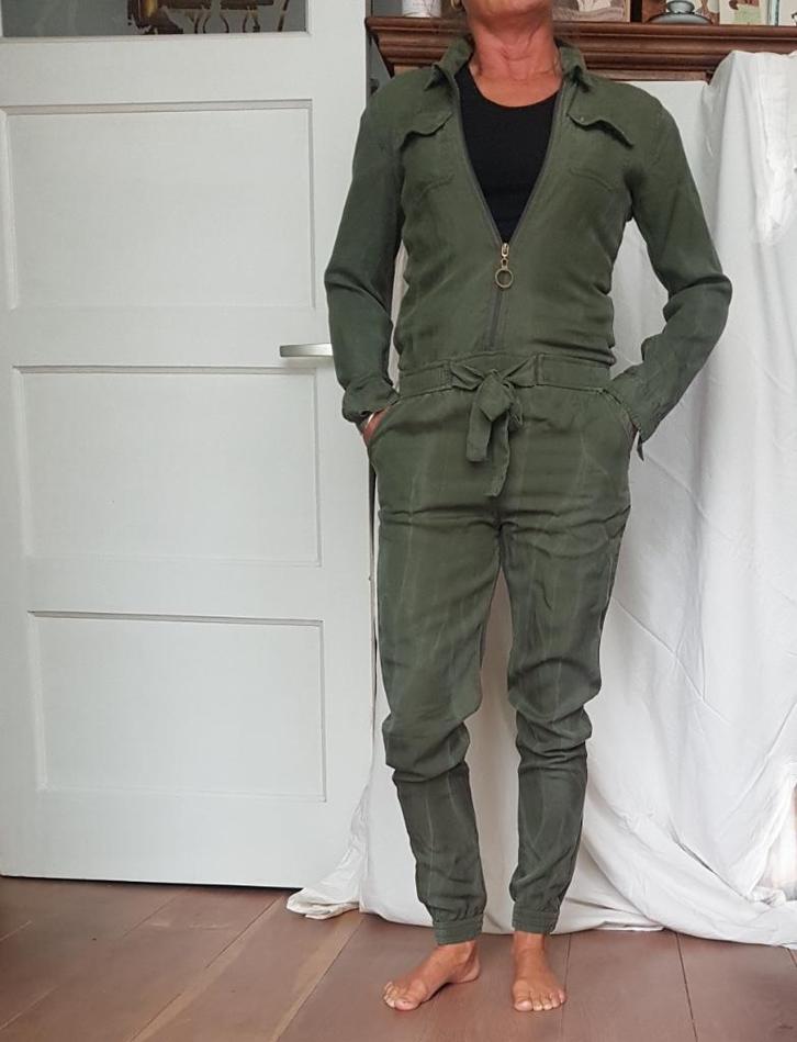 Jumpsuit / Overall khaki maat XS, Kinderen en Baby's, Kinderkleding | Maat 158, Zo goed als nieuw, Meisje, Broek, Ophalen of Verzenden