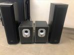 Technics speakers met jbl subs, Audio, Tv en Foto, Luidsprekers, Front, Rear of Stereo speakers, Gebruikt, JBL, 120 watt of meer