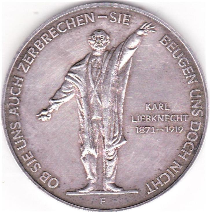 KARL LIEBKNECHT 1871 - 1919 Zilver, Postzegels en Munten, Penningen en Medailles, Overige materialen, Verzenden