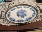 Vintage Delfstblauw Dienblad met Blauw Bloemmotief, Ophalen of Verzenden, Gebruikt, Ovaal, Metaal