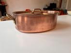 Ovale koperen braadpan met deksel, Ophalen of Verzenden, Gebruikt, Overige materialen, Koekenpan of Braadpan