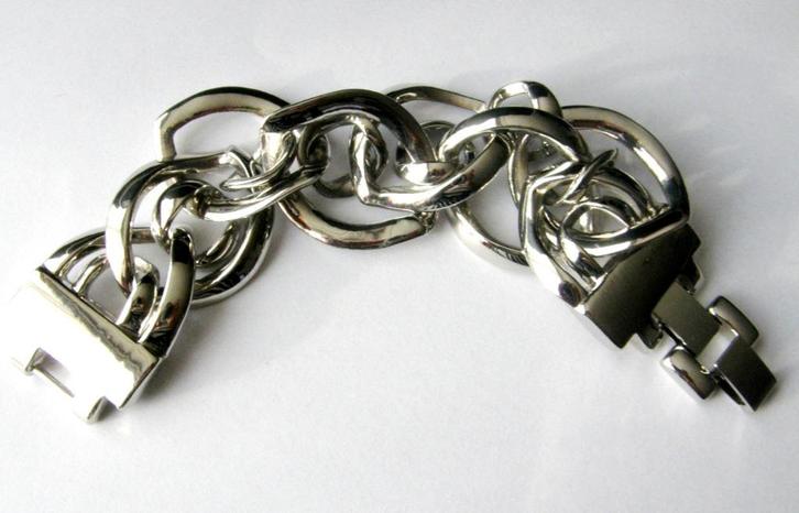 Mooie Solide roestvrij stalen armband hoogglans gepolijst, Sieraden, Tassen en Uiterlijk, Armbanden, Zo goed als nieuw, Staal