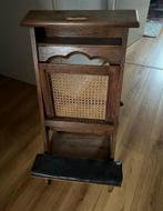 Franse bidstoel met webbing vintage, Huis en Inrichting, Ophalen, Gebruikt, Bruin, Eén