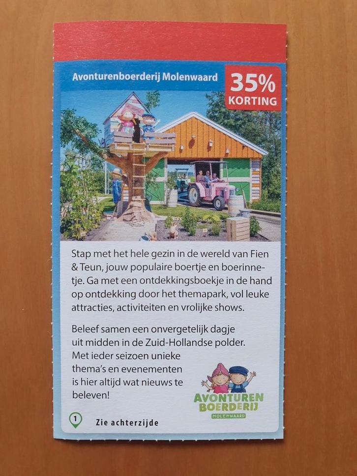 Avonturenboerderij Molenwaard 35% korting, Tickets en Kaartjes, Recreatie | Pretparken en Attractieparken, Drie personen of meer