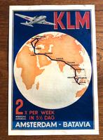 Poster KLM Amsterdam-Batavia Indië Indonesië, Verzenden, Gebruikt, Kaart, Foto of Prent