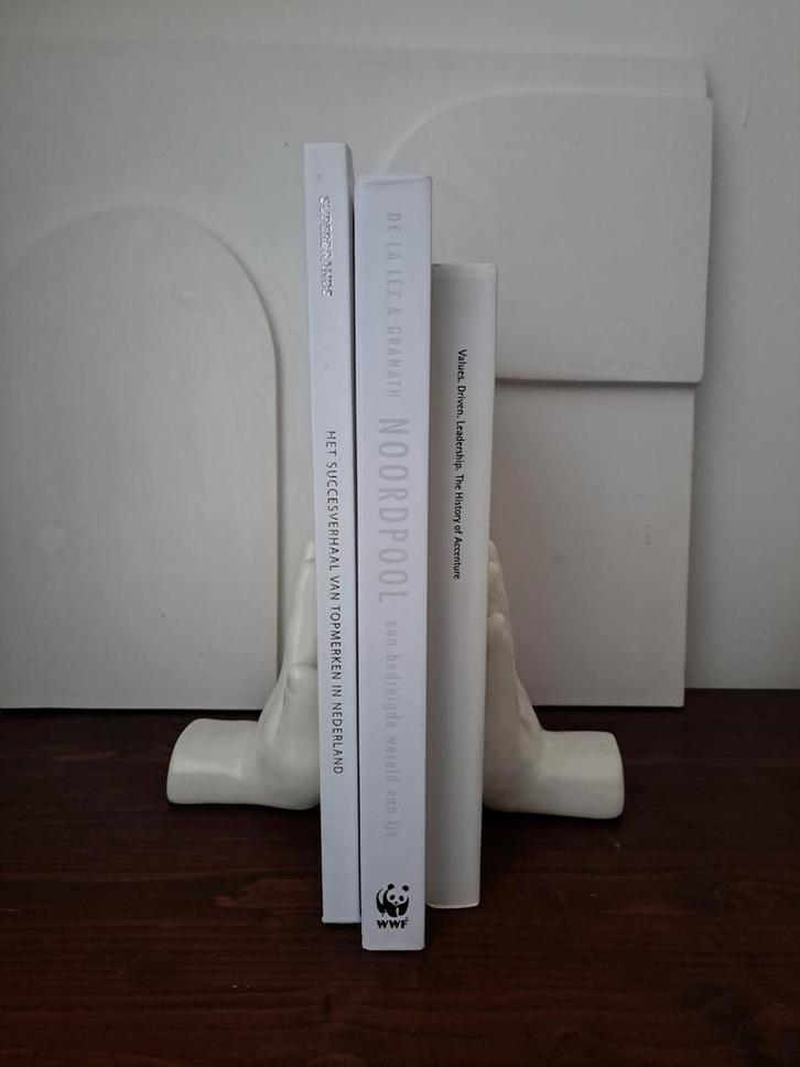 Vintage Keramiek Hand Boekensteunen - Set van 2, Huis en Inrichting, Woonaccessoires | Overige, Gebruikt, Ophalen of Verzenden