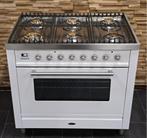 Luxe Fornuis Boretti 90cm wit + rvs 6 pits 300 oven, Witgoed en Apparatuur, Fornuizen, 60 cm of meer, Ophalen of Verzenden, Zo goed als nieuw
