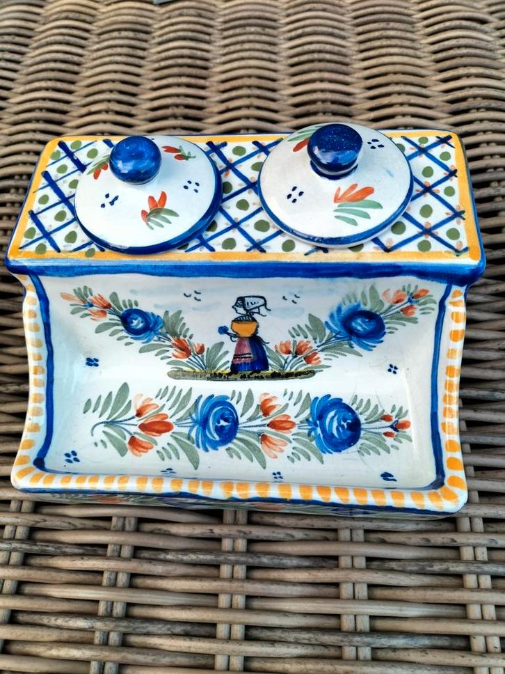 Quimper inktpot/pennenbakje, Antiek en Kunst, Antiek | Keramiek en Aardewerk, Ophalen