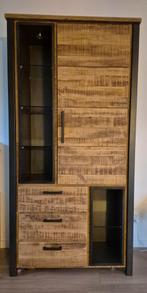 Opbergkast Steelwood - Seasoned Brown/Metaal Zwart, Huis en Inrichting, Ophalen, Gebruikt, 100 tot 150 cm, 200 cm of meer