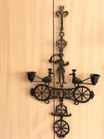 Antieke kandelaar met figuren, Ophalen of Verzenden, Koper of Brons