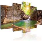 745 Natuur Waterval 5 Luik Canvas Schilderij 200x100cm XXL, Ophalen of Verzenden