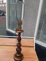 Tafellamp, houten voet Vintage, meerdere soorten, Ophalen of Verzenden, Gebruikt, Metaal, 50 tot 75 cm