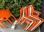 8 Kunststof Stoelen Oranje/Wit, Ophalen, Kunststof, Gebruikt, Overige kleuren