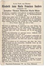 Elisabeth A.M.F. Sanders 1892 Helmond + 1955 Helmond, 63 jr, Verzamelen, Verzenden, Bidprentje