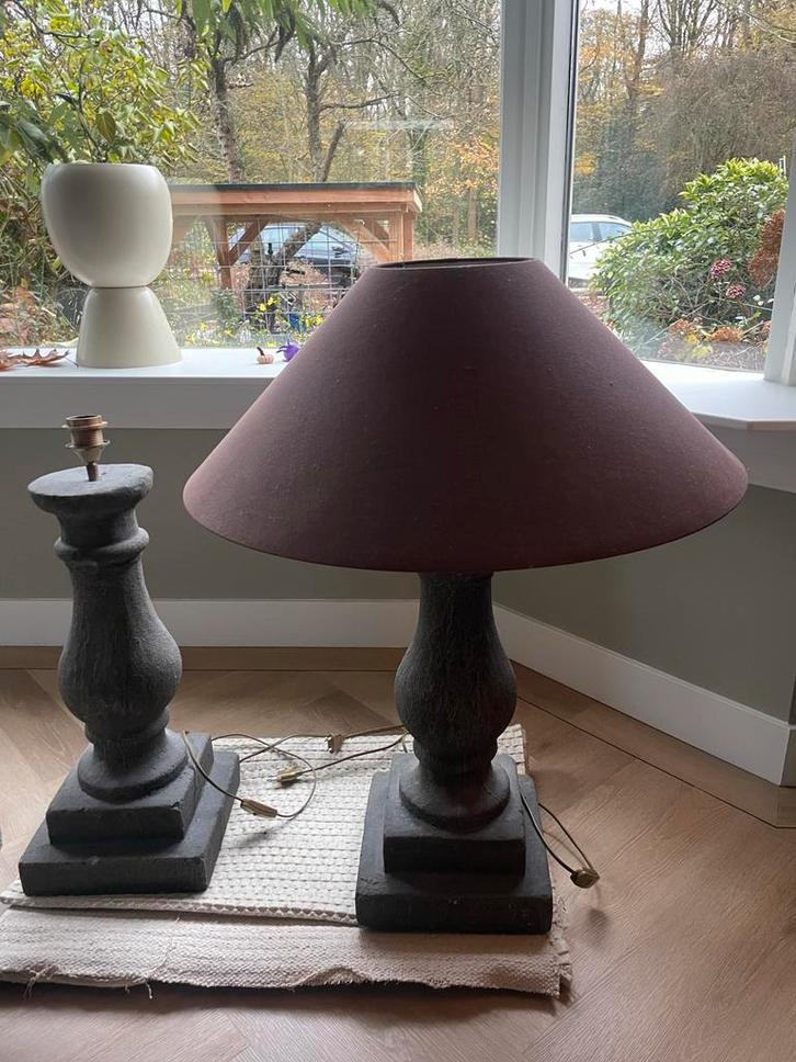 Balusterlampen met grote kap, Huis en Inrichting, Lampen | Vloerlampen, Gebruikt, Minder dan 100 cm, Stof, Ophalen
