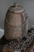 Nepalese kruik met deksel nr.1, Huis en Inrichting, Woonaccessoires | Overige, Www.jufbrocante.nl, Www.jufbrocante.nl, Nieuw, Ophalen of Verzenden