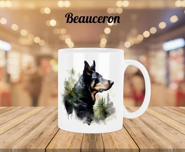 Beauceron profiel mok, Huis en Inrichting, Keuken | Servies, Nieuw, Kop(pen) en/of Schotel(s), Overige stijlen, Verzenden