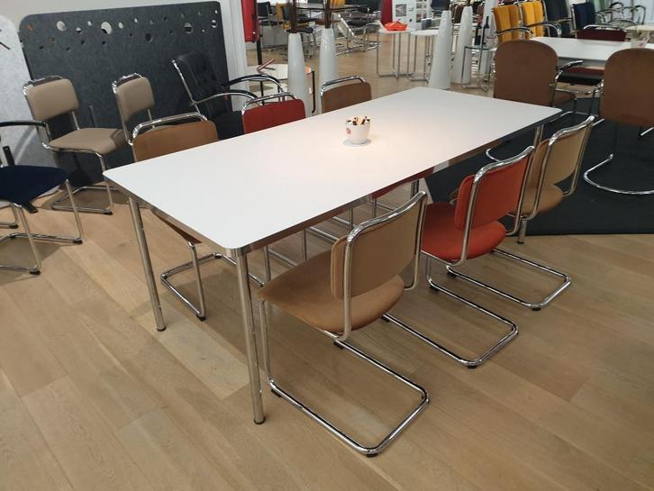 Gispen Today 686 200x90cm Wit Fenix blad Showmodel, Huis en Inrichting, Tafels | Eettafels, Nieuw, 50 tot 100 cm, 200 cm of meer