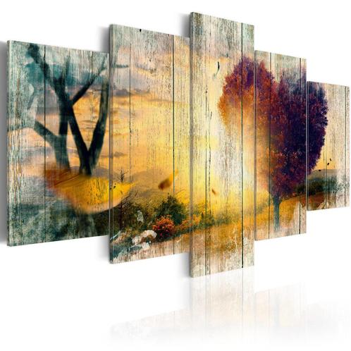 775 Hart Sunset Natuur 5 Luik Canvas Schilderij 200x100cm, Huis en Inrichting, Woonaccessoires | Schilderijen, Tekeningen en Foto's