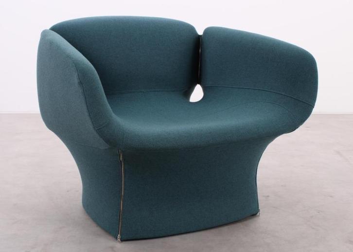 Moroso | Bloomy | Fauteuil | Blauw/wol, Huis en Inrichting, Fauteuils, Zo goed als nieuw, Stof, Overige materialen, 75 tot 100 cm