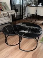 100% echte Marmeren Bijzettafels - Set van 2, Marmer, Rond, Zo goed als nieuw, Overige materialen