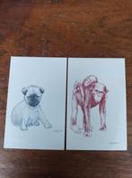 2 dieren kaarten hondje en aap., Verzamelen, Ansichtkaarten | Dieren, Ophalen of Verzenden, 1960 tot 1980, Hond of Kat