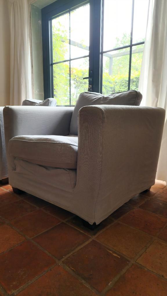1 Lichtgrijze Linteloo fauteuil, Huis en Inrichting, Fauteuils, Zo goed als nieuw, 75 tot 100 cm, Ophalen