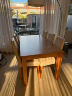 Eethoek met 6 lederen stoelen, Huis en Inrichting, Complete eetkamers, Ophalen, Gebruikt, 6 tot 8 stoelen