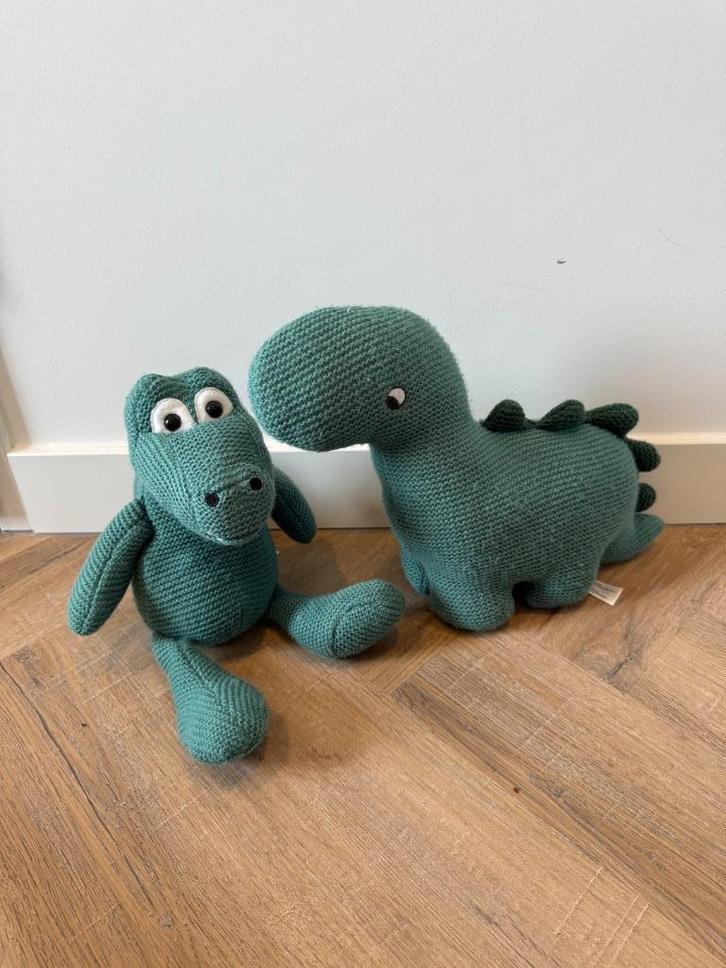 ZGAN 2x groen gehaakt Hema knuffel dino & krokodil zacht die, Kinderen en Baby's, Speelgoed | Knuffels en Pluche, Nieuw, Overige typen