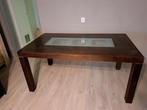 Eettafel met glazen inzetstukken, Ophalen, Gebruikt, Glas, 50 tot 100 cm
