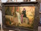 Antiek groot olieverf schilderij, Mozes gevonden, Antiek en Kunst, Kunst | Schilderijen | Klassiek, Ophalen of Verzenden