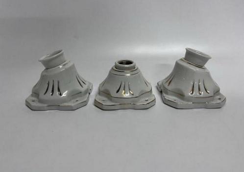 Antieke vintage porseleinen goud gedecoreerde fittinghouder, Antiek en Kunst, Antiek | Lampen, Ophalen of Verzenden