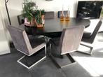 Eettafel stoelen - antraciet met staal frame, Ophalen, Zo goed als nieuw, Vijf, Zes of meer stoelen, Stof