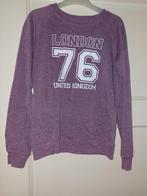 Paarse sweater met London print - Maat M, Maat 38/40 (M), Paars, BIZZY, Ophalen of Verzenden