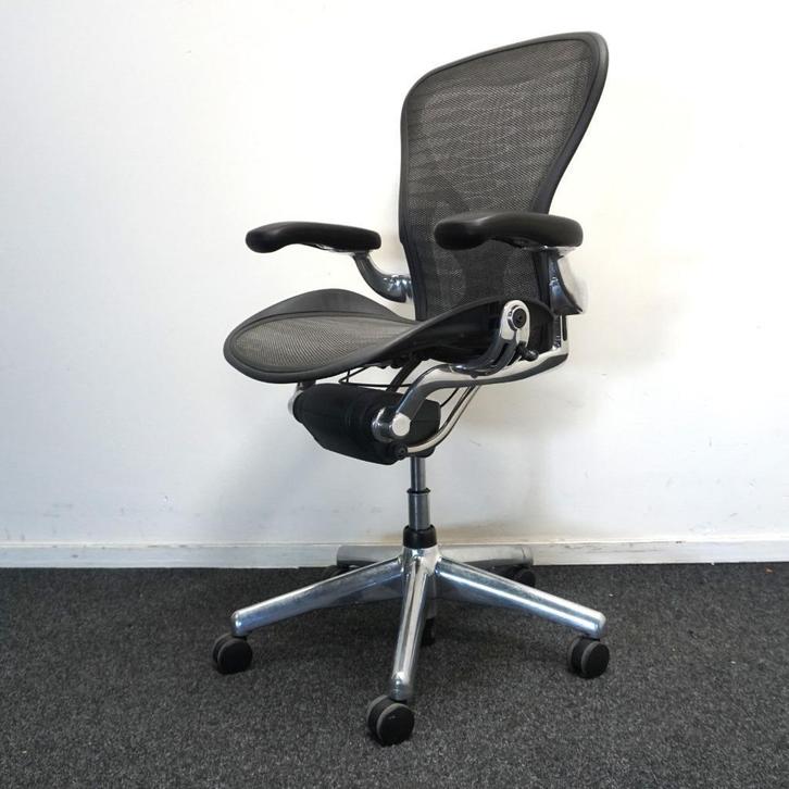 Herman Miller Aeron type B Bureaustoelen | Grafiet / Chroom, Huis en Inrichting, Bureaustoelen, Gebruikt, Bureaustoel, Overige kleuren