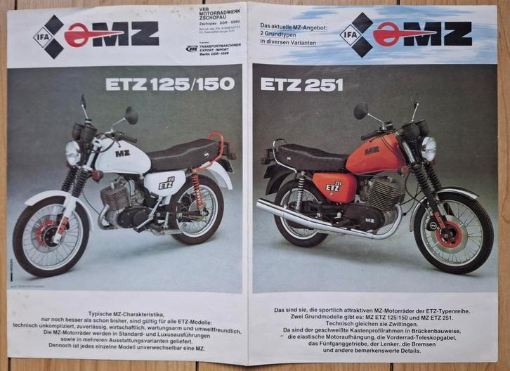 IFA MZ Motor Fiets.ETZ 251 en ETZ 125/150. € 5,--, Verzamelen, Automerken, Motoren en Formule 1, Zo goed als nieuw, Auto's, Ophalen of Verzenden
