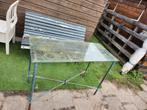 Vintage tuintafel met glazen blad, Ophalen of Verzenden