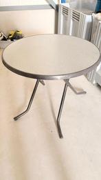 Inklapbare tuintafel grijs (+ hoes), Huis en Inrichting, Tafels | Eettafels, Ophalen, Gebruikt, Rond, Tot twee personen