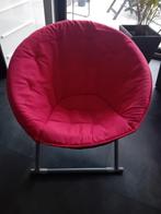 Zit zetel 1m diameter, kleur licht rood, frame licht metaal, Huis en Inrichting, Fauteuils, Ophalen, Zo goed als nieuw, 75 tot 100 cm