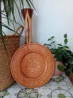 Houten vintage wandbord met bloemmotief, Ophalen of Verzenden