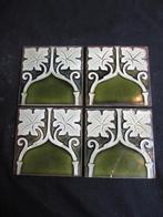 4 antieke tegels art nouveau villeroy en boch Mettlach 15x15, Ophalen of Verzenden