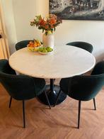 4 donkergroene velvet eetkamer stoelen, Huis en Inrichting, Ophalen, Gebruikt, Overige kleuren, Vier