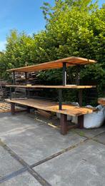 Grote boomstam buitentafels, Tuin en Terras, Tuintafels, Ophalen, Zo goed als nieuw, Rechthoekig, Hout