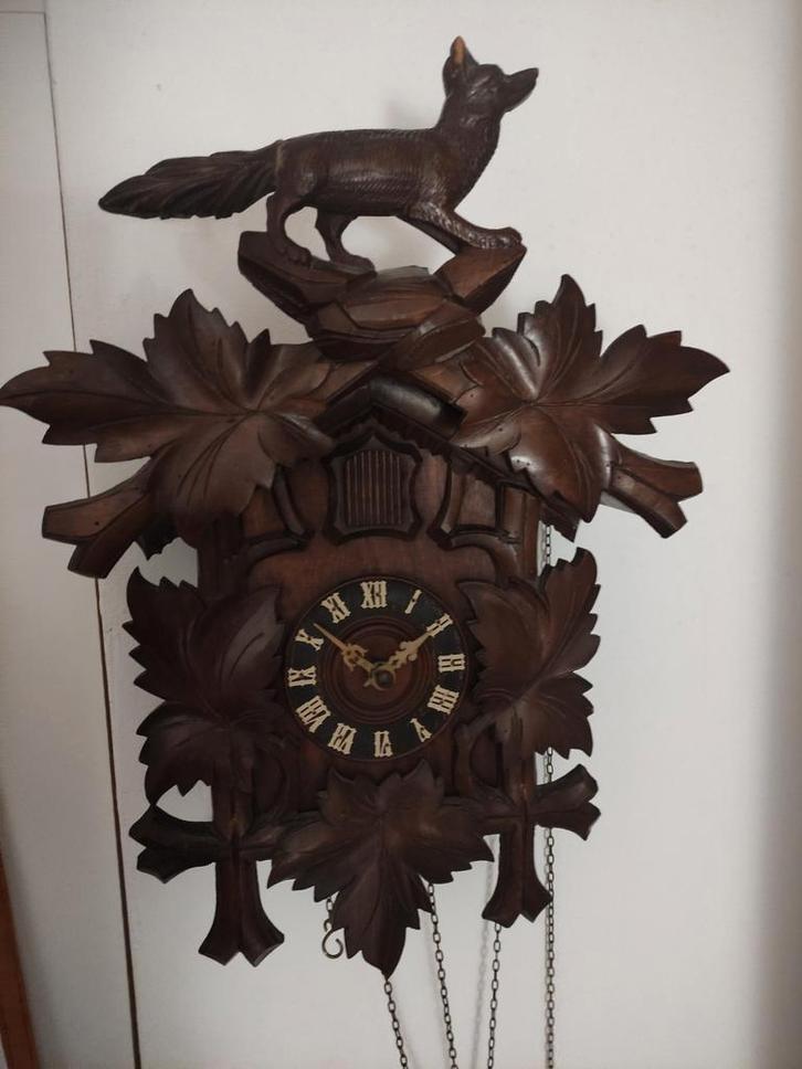 Unieke Handgemaakte Koekoeksklok met Vos, Antiek en Kunst, Antiek | Klokken, Ophalen of Verzenden
