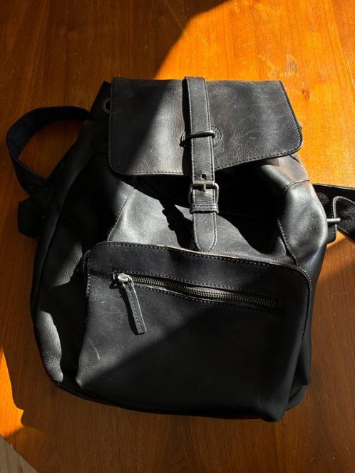 Leonhard Heyden zwarte leren rugzak, Sieraden, Tassen en Uiterlijk, Tassen | Rugtassen, Gebruikt, Overige merken, 40 cm of meer