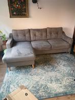 3zits bank met verlengstuk, grijs, kunstsuede., Ophalen, Gebruikt